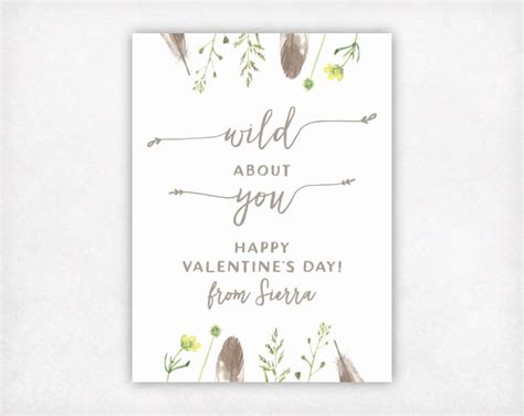 Printable Floral Valentines Cards For Girls Bohemian Wild Etsy