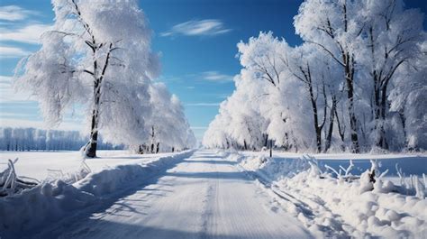 Premium Ai Image Winter Landscape With Snow Covered Trees