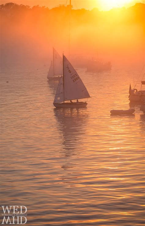 Sailing In The Glow Of A Foggy Sunset Marblehead Ma