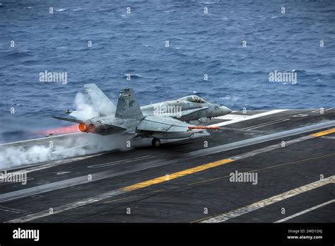 An F A C Hornet Launches From The Aircraft Carrier Uss Theodore