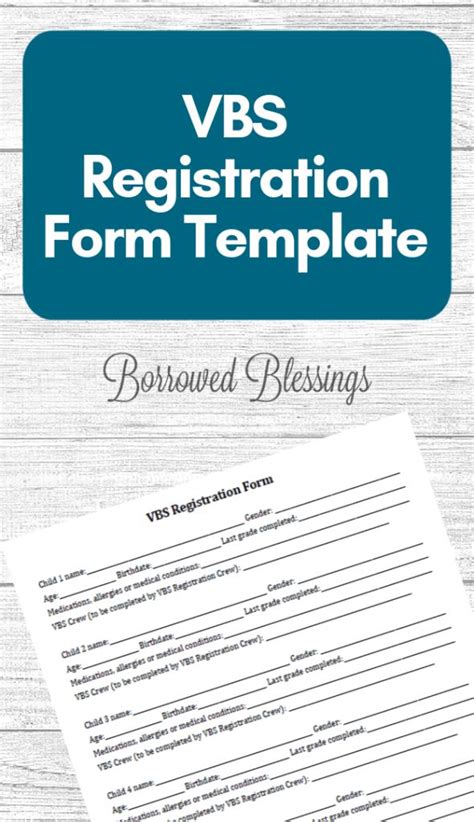 Vbs Registration Form Template Borrowed Blessings Registration Form