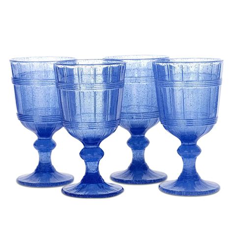 American Atelier Vintage Blue Bubbles Wine Glasses Set Of 4 11 Oz Blue Michaels