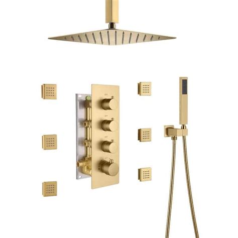 Mondawe Luxury 7 Spray Patterns Thermostatic 12 In Ceiling Mount