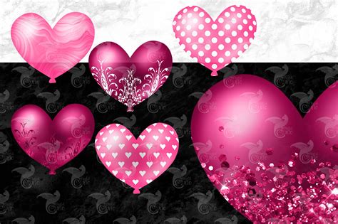 Hot Pink Heart Balloons Clipart Digital Clip Art Graphics - Etsy