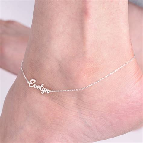 Custom Sterling Silver Name Anklet Letter Anklet Beach Etsy