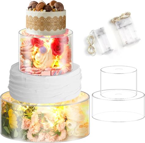 Homimor 2pcs Clear Acrylic Cake Stand Fillable Cake Box