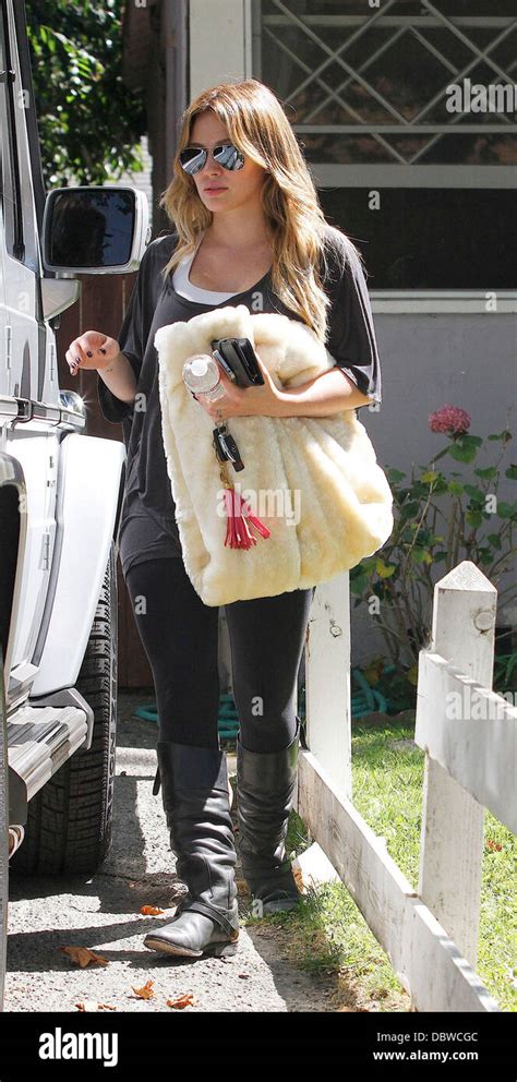 Hilary Duff Gets Into A Mercedes Benz Suv Outside A Private Residence