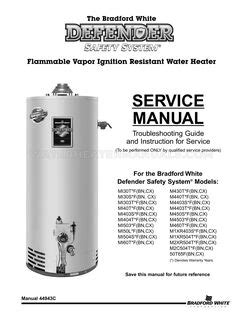 Bradford White M I Fbn Water Heater Specification Sheet Water