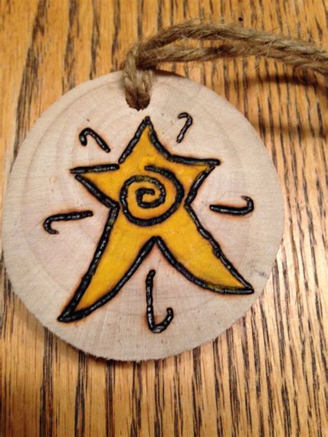 Rustic Star Wood Burned Christmas Ornament Natural Wood Wood