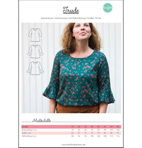 Trude Damen Bluse Papierschnittmuster Von Konfetti Patterns