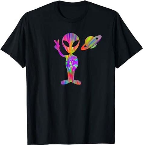 Alien Hippie Saturn Silhouette I Aliens UFO Roswell Tie Dye T Shirt