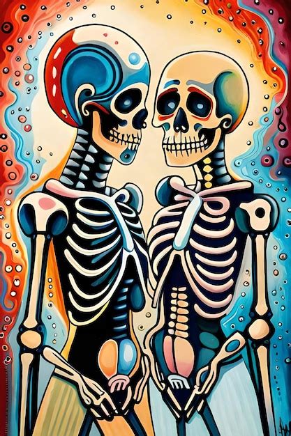 Premium AI Image A Painting Of Skeletons That Are On Display