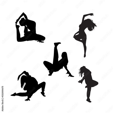 Women Dancing Silhouettes Set Stock Vector Adobe Stock