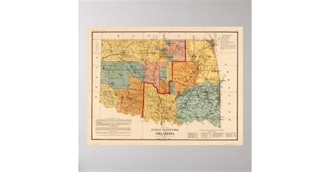 Map of Indian Territory and Oklahoma (1890) Poster | Zazzle