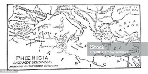 Antique Illustration World History Map Of Phoenicia And Her Colonies