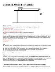 Modified Atwoods Machine 1 Pdf Modified Atwood S Machine Pre Lab