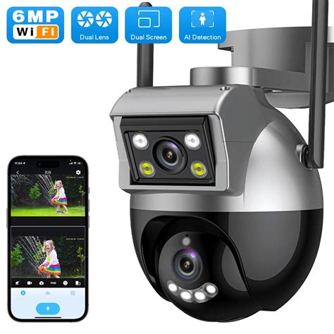 6mp Dual Lens Ptz Wifi Outdoor 10x Zoom Camera Color Night Vision Cctv