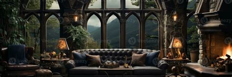 Interior Design, Beautiful Living room Gothic Style, Luxury Mansion ...