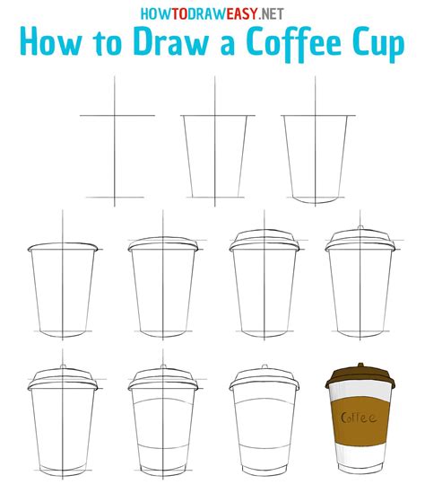 How To Draw A Coffee Cup Step By Step Coffee Art Drawing Starbucks