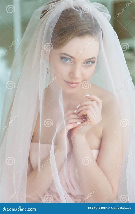 Gentle Sensual Portrait Of Very Beautiful Girls Bride Blonde In Stock