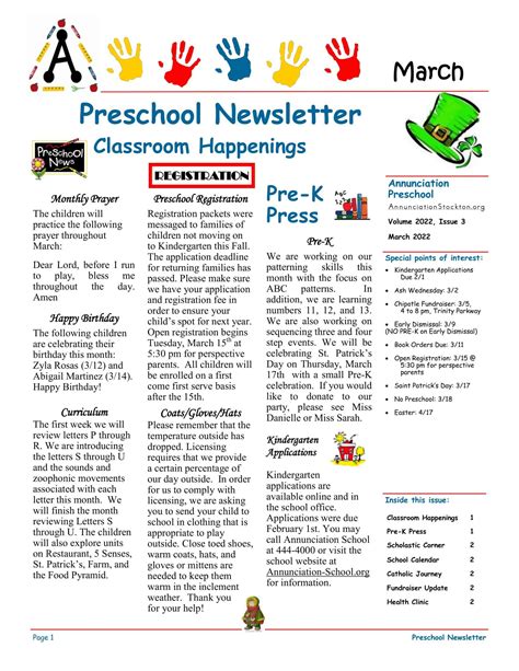 Free Printable Preschool Newsletter Templates PDF Word Parent