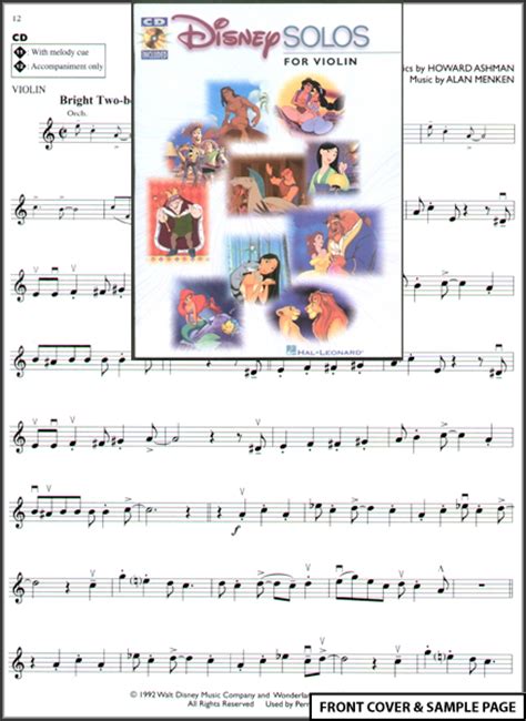 Disney Solos For Violin Sheet Music Book +CD NEW | eBay