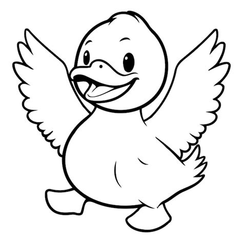 Premium Vector Illustration Of A Cute Cartoon White Duck On A White