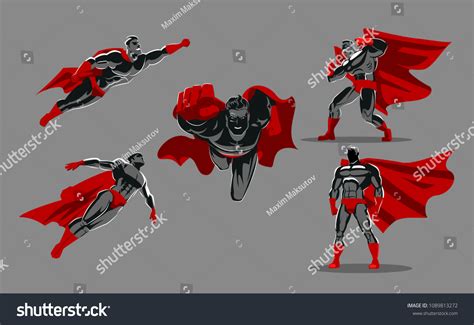 Comic Superhero Actions Different Poses Hero Stock Vector (Royalty Free ...