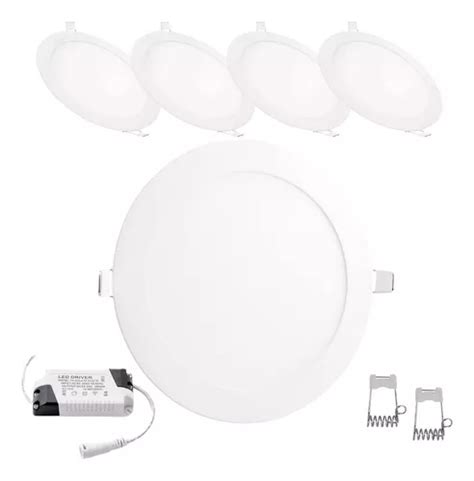 Kit Led Painel Plafon Embutir W Redondo Branco Frio Cor Branco Frio