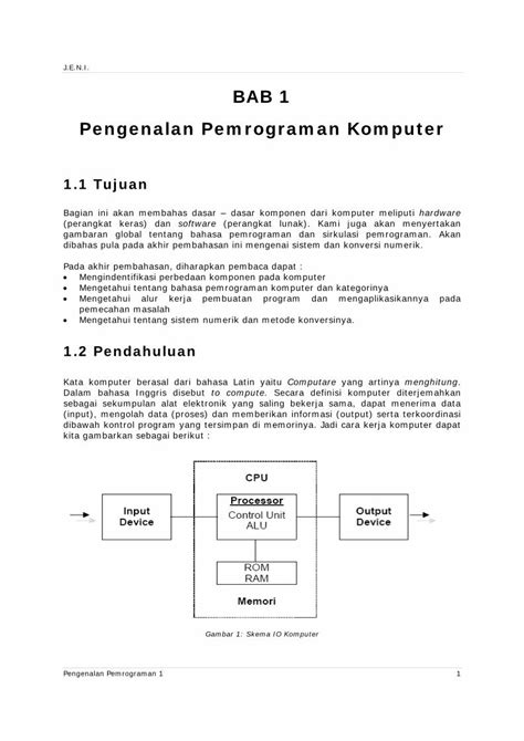 Pdf Bab Pengenalan Pemrograman Komputer Filej E N I Pengenalan