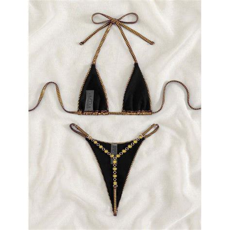 Dropshipping nuevo Tanga joya triángulo traje de baño dos piezas Sexy Bikini para mujer Alibaba