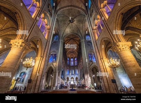 interior  notre dame de paris medieval gothic cathedral  paris