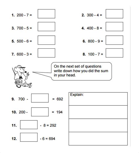 7 Sample Horizontal Subtraction Facts Worksheets Sample Templates