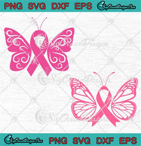 Butterfly Pink Ribbon Breast Cancer Awareness SVG Cancer Survivor SVG