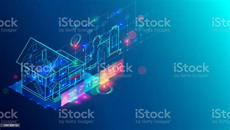 스마트 홈 기술입니다 사물의 인터넷입니다 Iot입니다 아이소메트릭 개념입니다 테크놀로지에 대한 스톡 벡터 아트 및 기타 이미지