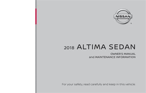 2018 Nissan Altima Sedan Owners Manual Free Pdf