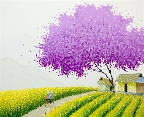 Phan Thu Trang « ArtBlue Studio | Landscape paintings, Pointalism art, Landscape art