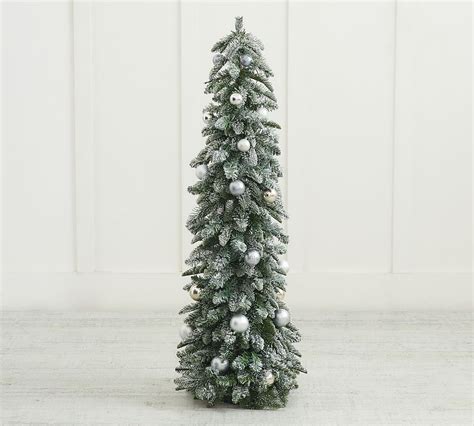 Lit Faux Frosted Pine Christmas Tree With Ornaments Ft Pottery Barn