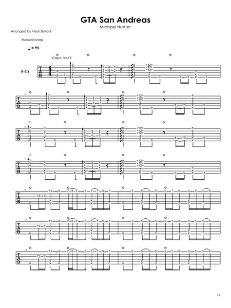 GTA San Andreas Theme Song by Hedi Setiadi | PDF | Guitar Family Instruments | Necked Lutes