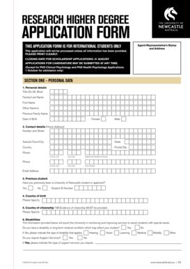 Fillable Online Newcastle Edu APPLICATION FORm University Of