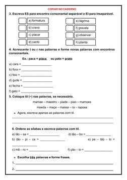 Encontro Consonantal Separável E Inseparável - Atividades sobre Encontro Consonantal | PDF | Linguística | Voz humana