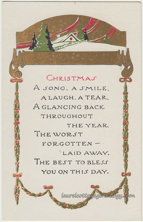 vintage christmas postcards with poems | Laurel Cottage Genealogy