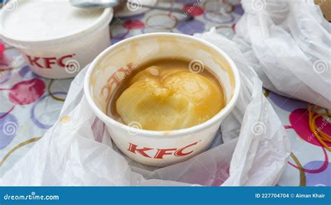 Kfc Mashed Potatoes In A Food Container On The Table Editorial Stock