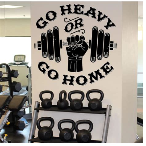 Go Heavy or Go Home Yazısı Spor Salonu Duvar Stickerı