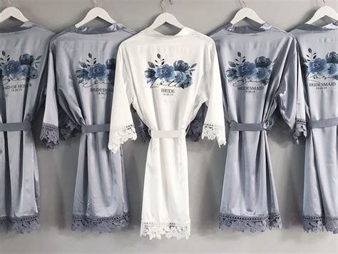 Personalised Bridesmaid Robes Wedding Dressing Gown Floral Bridal Robe Robes Satin Wedding