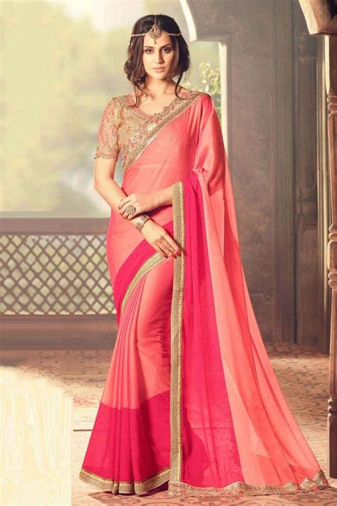 Peach Pink Silk Saree Party Wear Sarees Saree Designs Designer