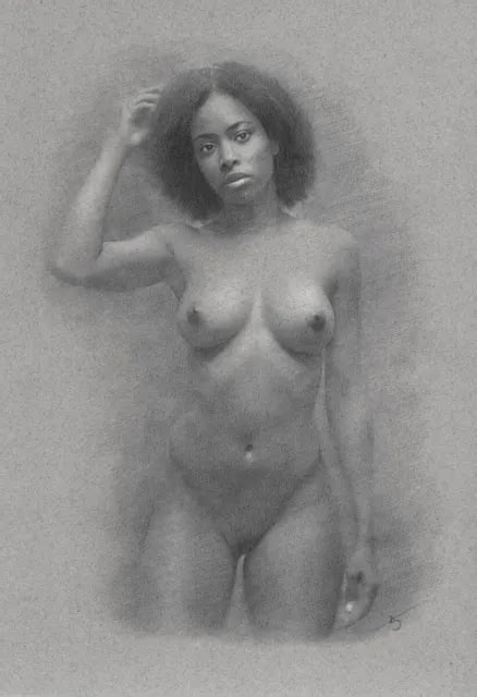 Female Nude Original Drawing Charcoal Art Naked Woman Lady Model No