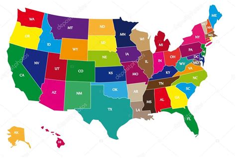 Mapa De Colores De Usa Vector De Stock Por Hamikus