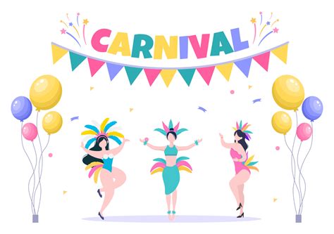 Happy Carnival Celebration Background Vector Illustration People Festival With Colorful Party