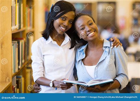 African College Girls Library Stock Image Image Of College